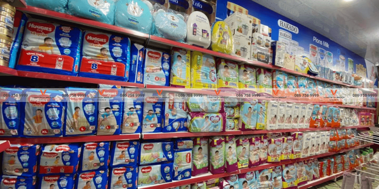 Vinatech lắp kệ siêu thị tại Bình Phước cho hệ thống sữa Đông Anh 2