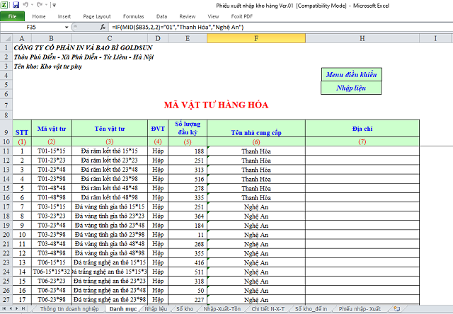 Mẫu File Excel quản lý kho (xuất – nhập – tồn) miễn phí