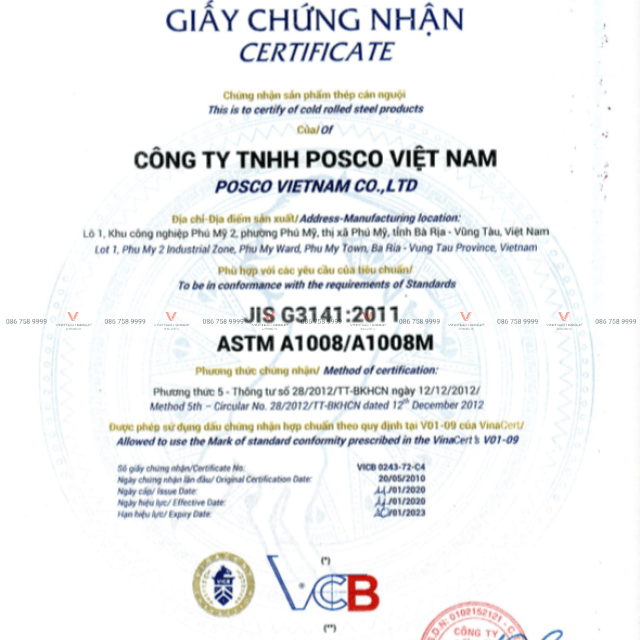 thép posco tiêu chuẩn JIS G3141