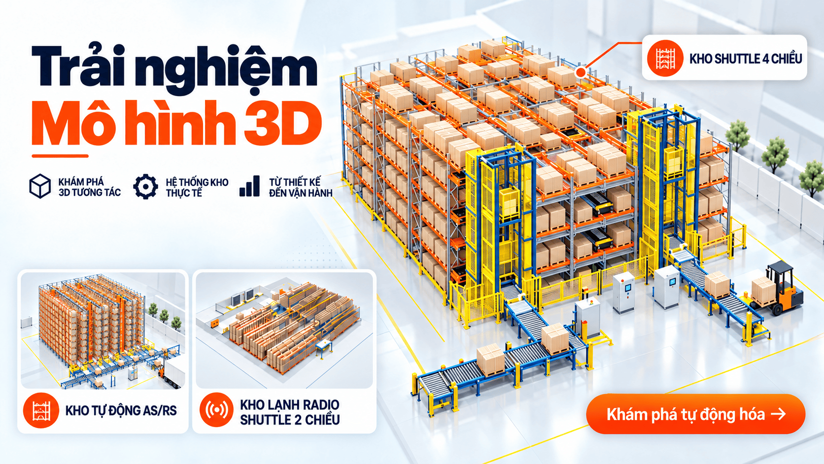 Khám phá mô hình kho Shuttle 4 chiều 3D cùng Vinatech Group